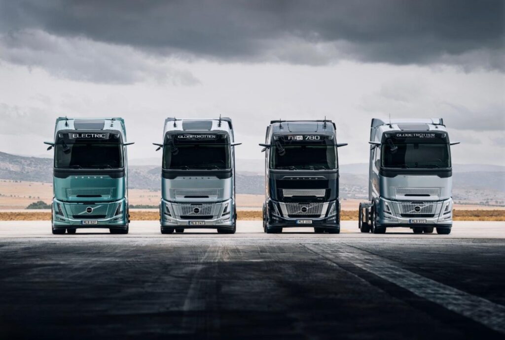 CLC Trucks discusses the recent changes to the South Africa Vehicle Market. Four Volvo trucks including the FH Aero, Electric, and Globetrotter models parked outdoors.